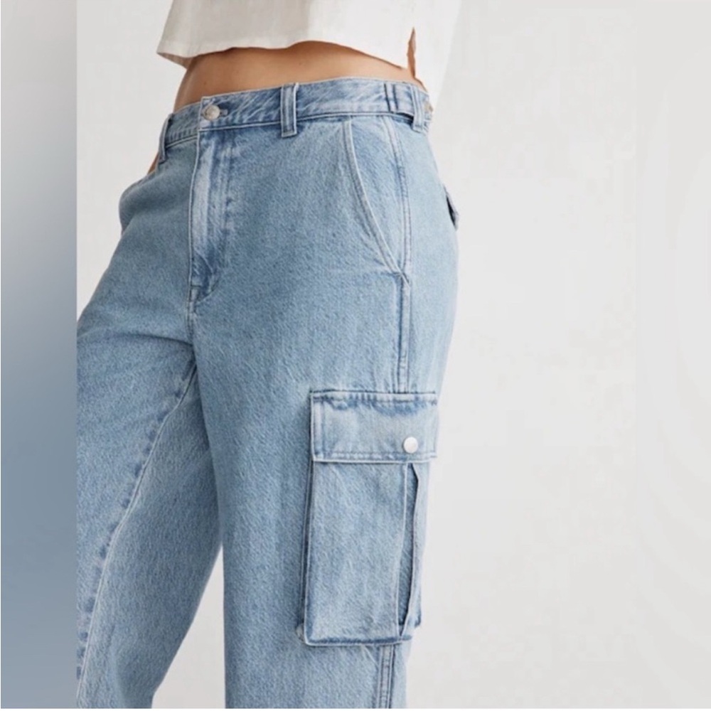 NWT Madewell Low-Slung Straight Cargo Light Wash Jeans Sz 30 - Picture 2 of 15
